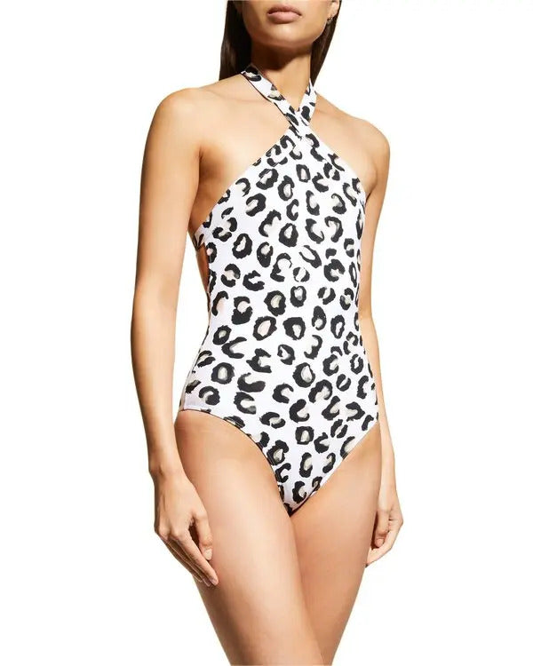 One-piece swimming costume - White & Black