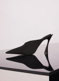 BLACK SUEDE FANG 95 MULES
