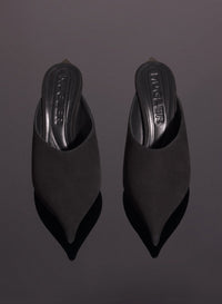 BLACK SUEDE FANG 95 MULES