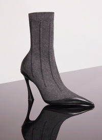 BI-COLOR BONED DENIM FANG 95 ANKLE BOOTS