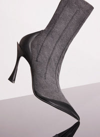 BI-COLOR BONED DENIM FANG 95 ANKLE BOOTS