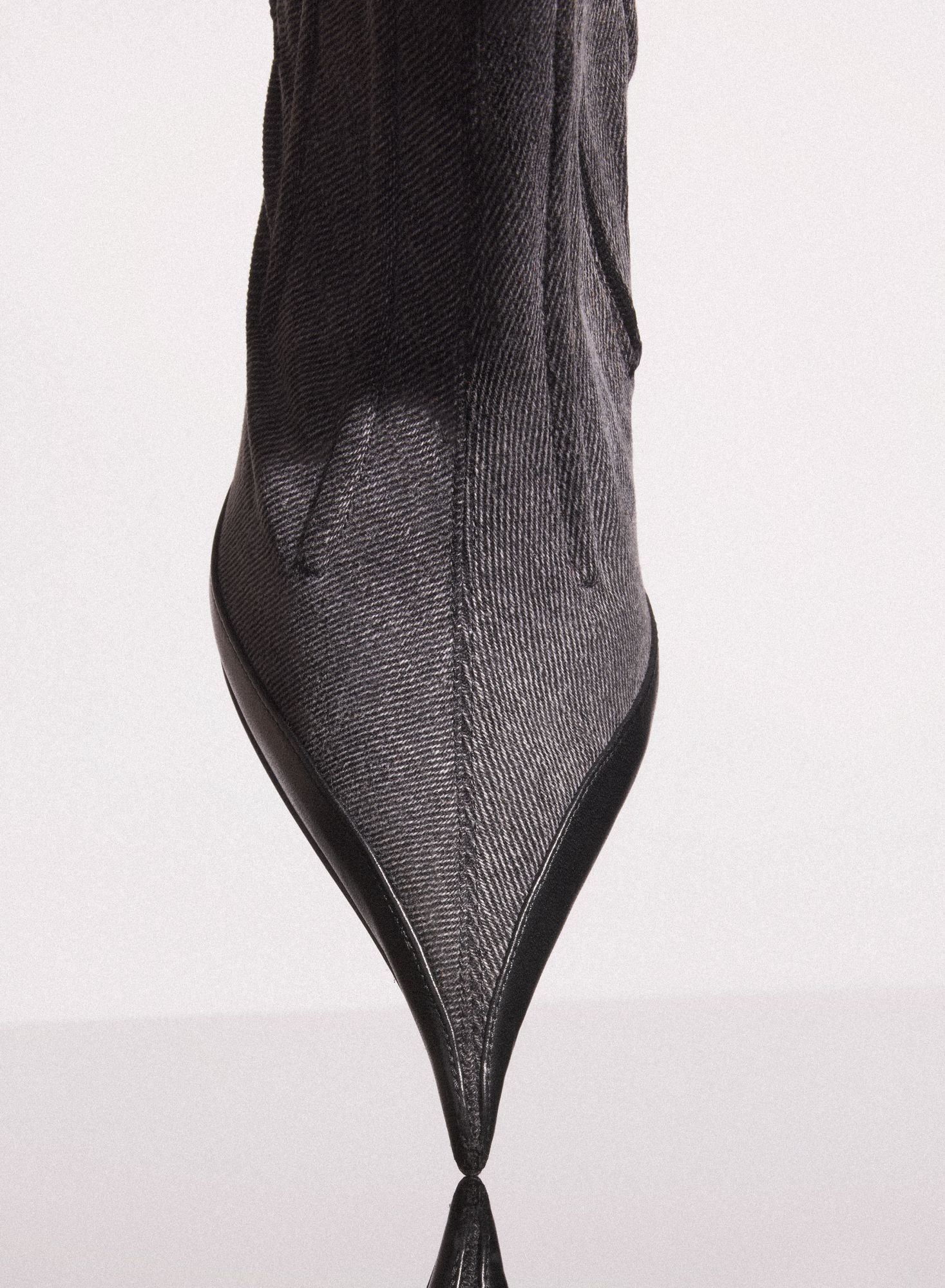 BI-COLOR BONED DENIM FANG 95 ANKLE BOOTS