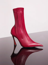 BLACK BONED LEATHER FANG 95 ANKLE BOOTS