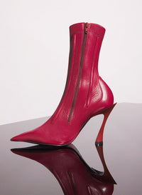 BLACK BONED LEATHER FANG 95 ANKLE BOOTS