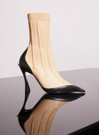 BLACK BONED LEATHER FANG 95 ANKLE BOOTS