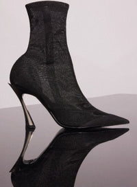 BLACK MESH FANG 95 ANKLE BOOTS
