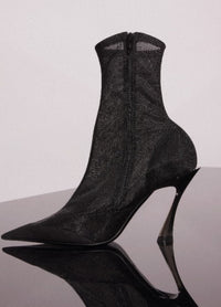 BLACK MESH FANG 95 ANKLE BOOTS