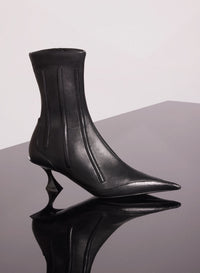 RED BONED LEATHER FANG 55 ANKLE BOOTS