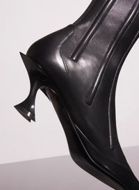 RED BONED LEATHER FANG 55 ANKLE BOOTS
