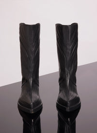 BLACK EMBOSSED LEATHER STANTIAG BOOTS