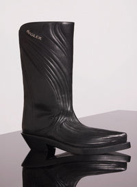 BLACK EMBOSSED LEATHER STANTIAG BOOTS