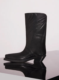 BLACK EMBOSSED LEATHER STANTIAG BOOTS