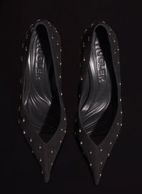 BLACK EMBELLISHED LEATHER FANG 95 PUMP