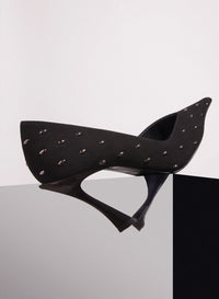 BLACK EMBELLISHED LEATHER FANG 95 PUMP