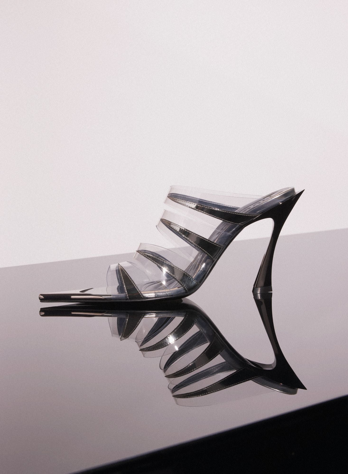 CHROME LEATHER FANG 95 SPIKE SANDALS