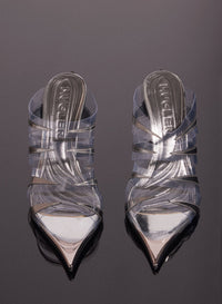 CHROME LEATHER FANG 95 SPIKE SANDALS