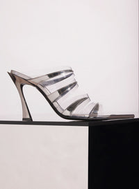 CHROME LEATHER FANG 95 SPIKE SANDALS