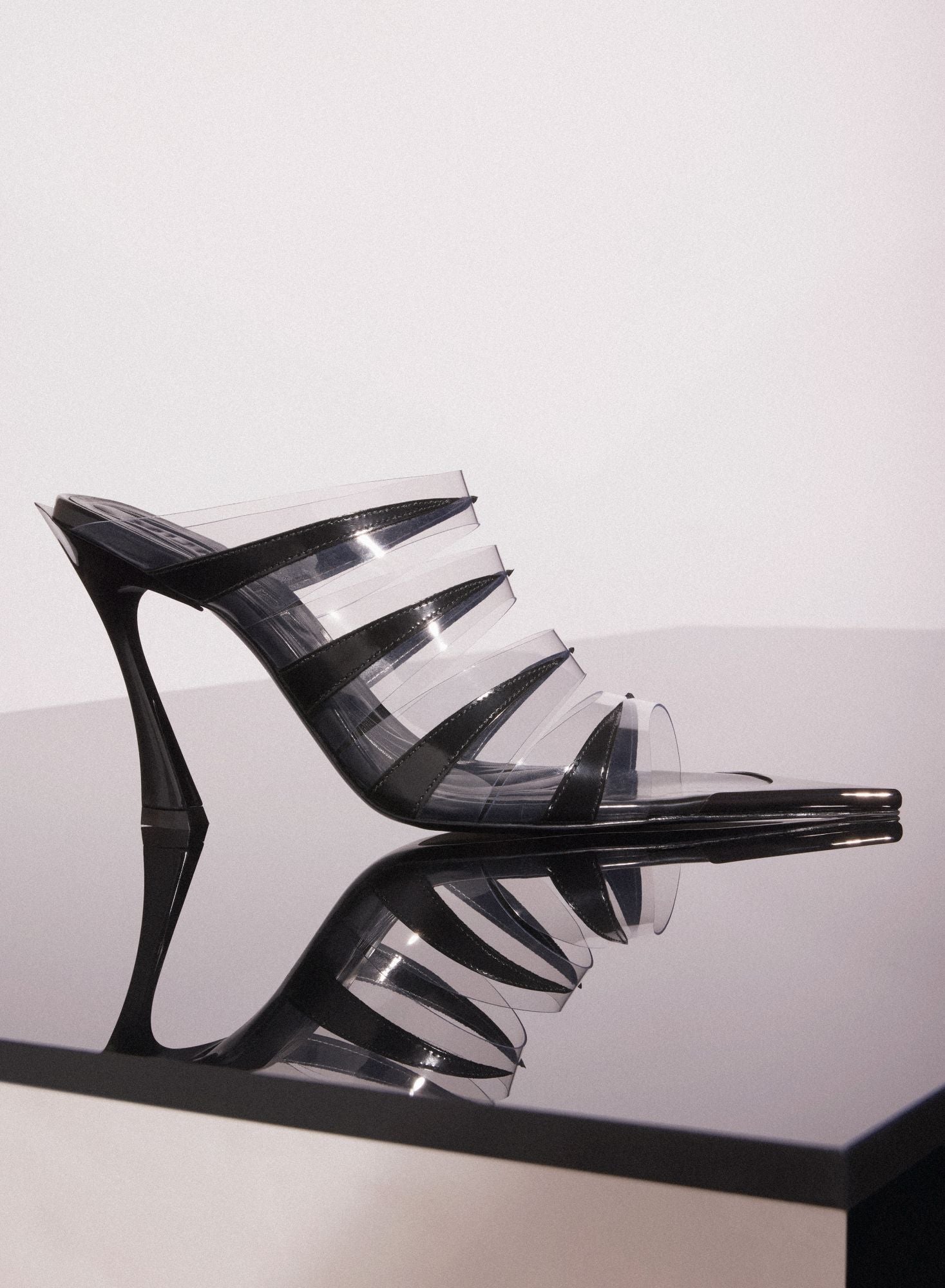 CHROME LEATHER FANG 95 SPIKE SANDALS