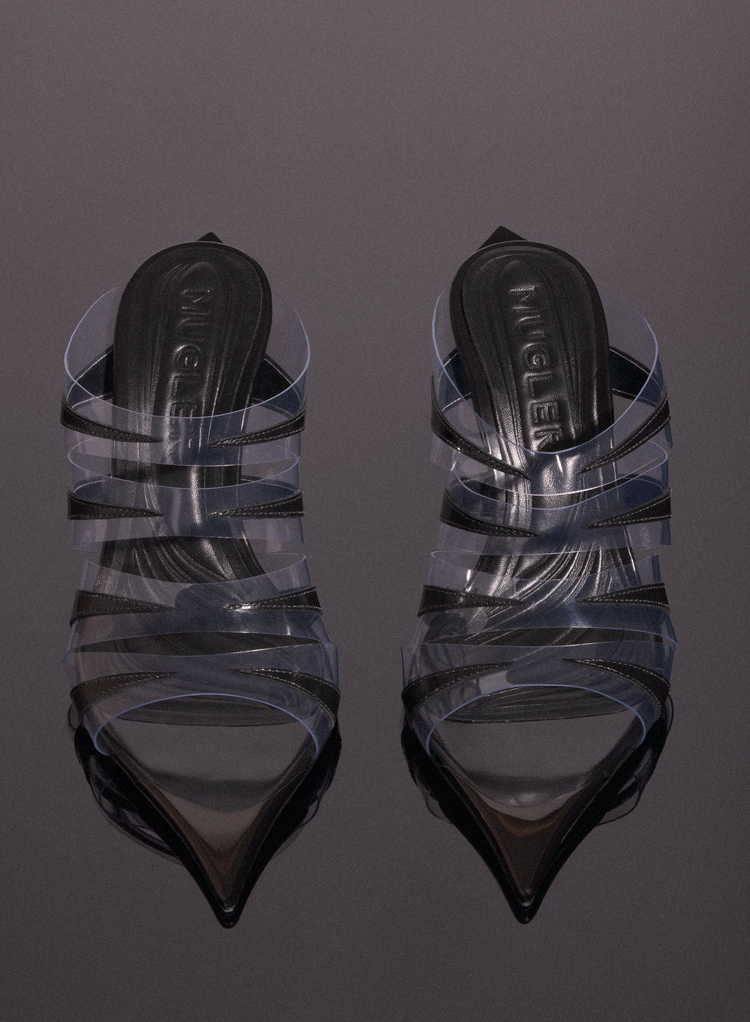 CHROME LEATHER FANG 95 SPIKE SANDALS