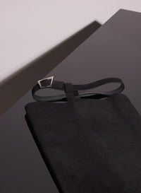 BLACK SUEDE PIERCING FANG 95 GARTER BOOTS