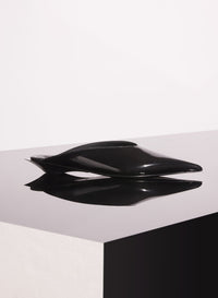 BLACK SHINY LEATHER FANG FLAT  MULES