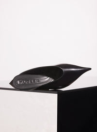 BLACK SHINY LEATHER FANG FLAT  MULES
