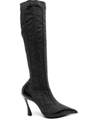WASHED BLACK DENIM FANG 95 BOOTS
