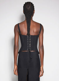 BLACK BUCKLED CORSET TOP