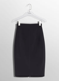 BLACK BUCKLED TAILORED SKIRT