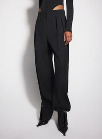 OFF-WHITE PIERCED LOOSE TAILORED TROUSERS