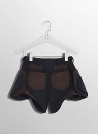 BLACK TECHNICAL FABRIC CARGO SHORTS