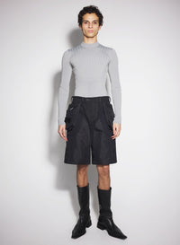 BLACK TECHNICAL FABRIC CARGO SHORTS