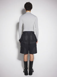 BLACK TECHNICAL FABRIC CARGO SHORTS