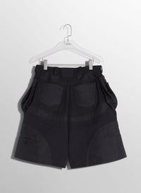 BLACK TECHNICAL FABRIC CARGO SHORTS