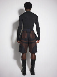 BLACK TECHNICAL FABRIC CARGO SHORTS