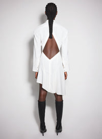 BLACK BACKLESS SHIRT DRESS