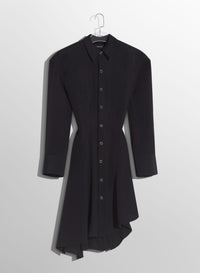 BLACK BACKLESS SHIRT DRESS
