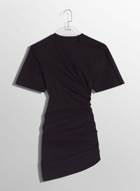 OFF-WHITE DRAPED PIERCED DAY DRESS