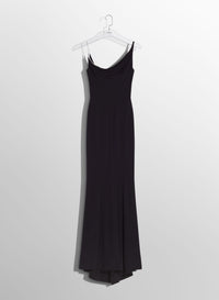 BLACK CREPE GOWN WITH METALLIC DETAIL