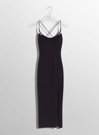 BLACK COCKTAIL DRESS WITH METALLIC DETAILS