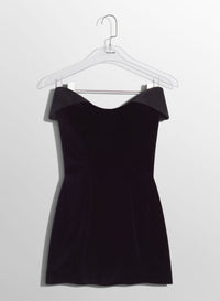 BLACK VELVET AND SATIN MINI DRESS