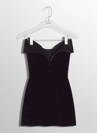 BLACK VELVET AND SATIN MINI DRESS