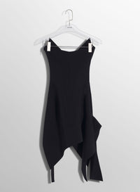 BLACK ASYMMETRIC BUSTIER DRESS