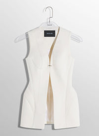 WHITE CORSETED PIERCED VEST