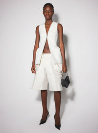 WHITE CORSETED PIERCED VEST