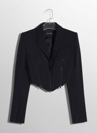 BLACK ZIPPED WOOL JACKET