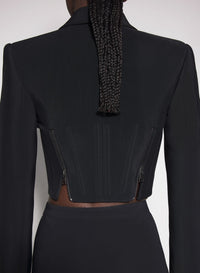BLACK ZIPPED WOOL JACKET