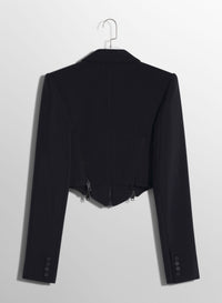 BLACK ZIPPED WOOL JACKET