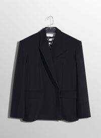 BLACK BUCKLED OVERSIZED JACKET