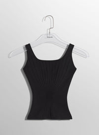 WHITE FITTED KNIT TANK TOP